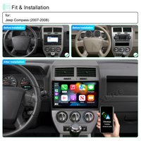 10.1" Android 2GB RAM+32GB ROM Autoradio Navigation GPS Head Unit for Jeep Compass 2007 2008 Support Wireless Carplay Android Auto 1280x720 Pixel Bluetooth DSP Wifi SWC RDS USB