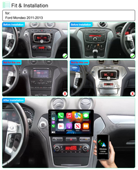 Android Autoradio for Ford Mondeo 2011-2013 10.1 Inch Bluetooth Car Stereo with Wireless Carplay Android Auto Touch Screen Radio GPS Navigator Supports Steering Wheel Control WiFi USB