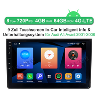 9" Octa-Core 4+64GB Wireless Carplay Android 10 Built-in 4G LTE 1280*720p Autoradio GPS Navi für Audi A4 SEAT Exeo