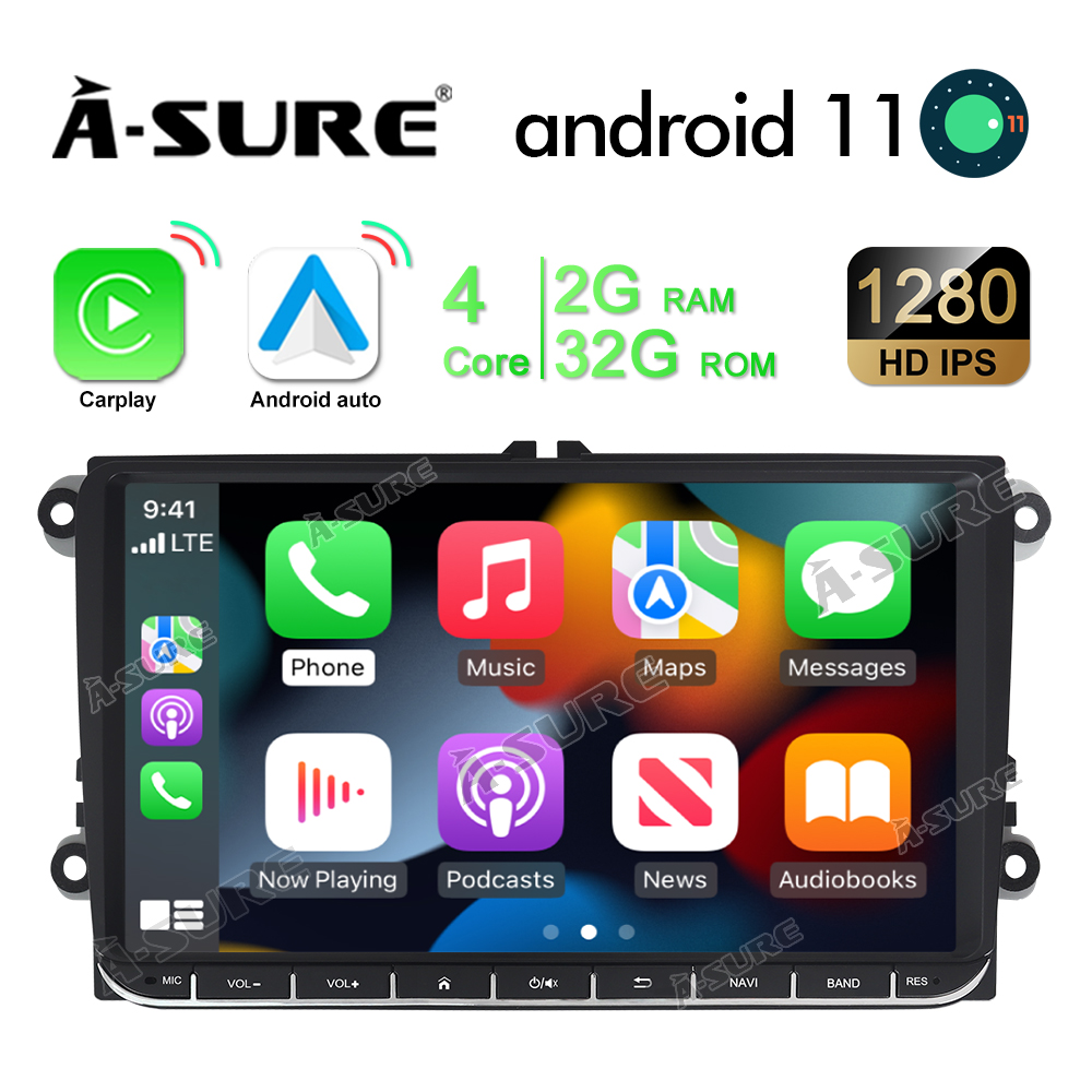 9" Android 11 GPS Navi Car Radio with 2GB RAM 32GB ROM Wireless Carplay Android Auto for VW Passat Polo Touran Tiguan Golf 5 6 V VI Sharan Caddy Jetta