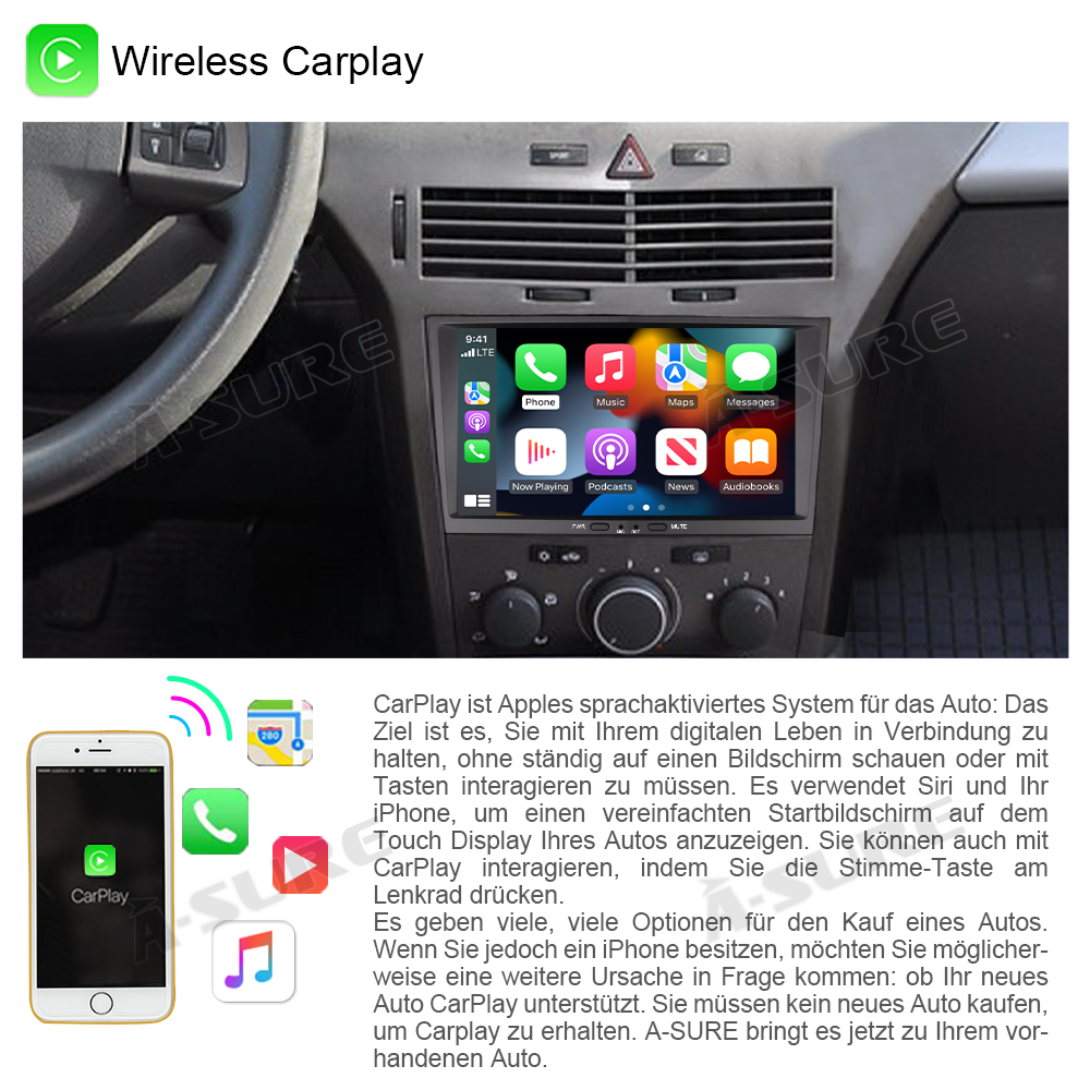 CAMECHO Android 11 Autoradio Mit Carplay Android Auto Für Opel Astra H Zafira B Corse C D 9 Zoll Bildschirm 2 Din Navi Fm Rds Wifi Bluetooth Und Usbrueckfahrkamera