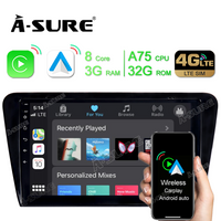 10.1" Android 10 Octa-Core 3GB+32GB Built-in 4G LTE Wireless Carplay Android Auto Autoradio Navigation GPS Bluetooth 5.1 WiFi USB für Skoda Octavia III Mk3 2013-2019