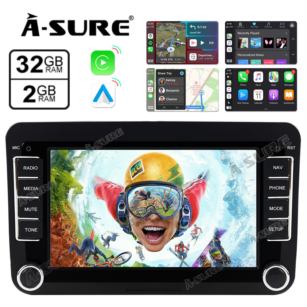 7" Android GPS Navi Car Radio 2GB RAM 32GB ROM Autoradio für VW Passat Polo Touran Tiguan Golf 5 6 Sharan Caddy Jetta Wireless Carplay Android Auto