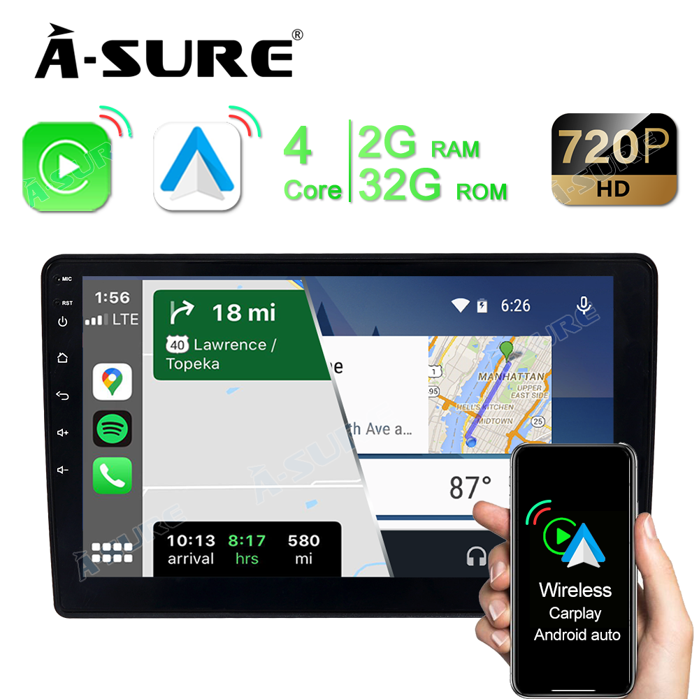 10.1" Wireless Carplay Android Auto 1280x720 2GB+32GB GPS Autoradio Navigation Bluetooth DSP für VW Golf 6 VI Passat B6 B7 Touran T5 Polo Caddy Skoda Seat